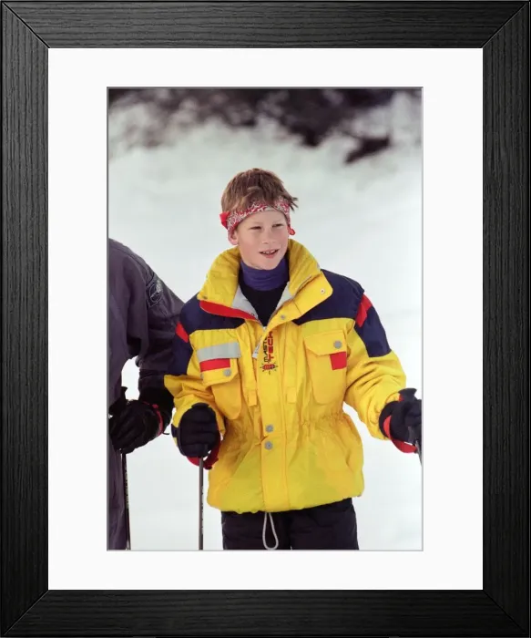 Framed Print : Prince Harry on the ski slopes of Klosters during an official photocall. January 1998 Framed Print : Prince Harry on the ski slopes of Klosters during an official photocall. January 1998