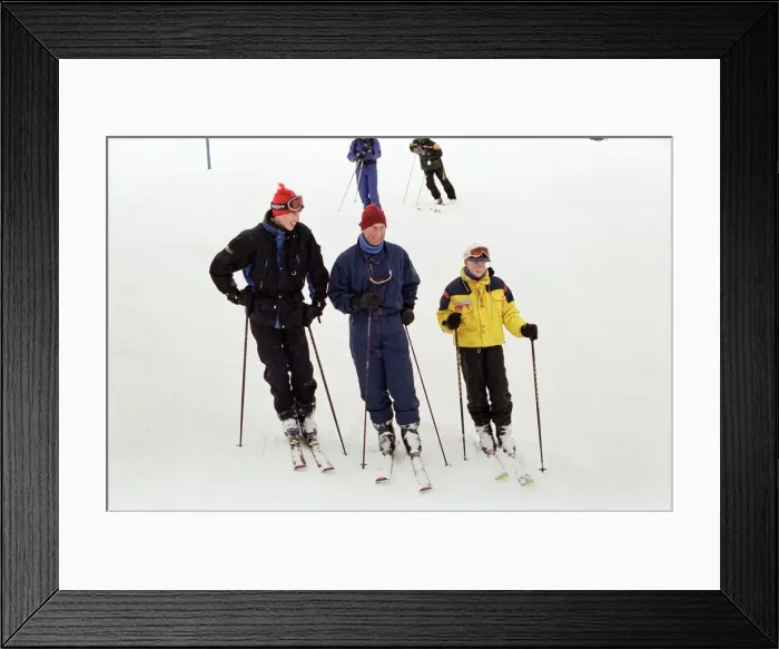 Framed Print : Prince Charles with Princes William and Harry during their skiing holiday in Whistler