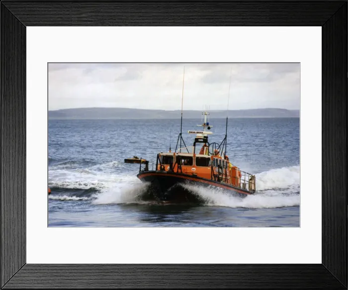 Framed Print : Tenby lifeboat in operation, 1st January 1990 Framed Print : Tenby lifeboat in operation, 1st January 1990