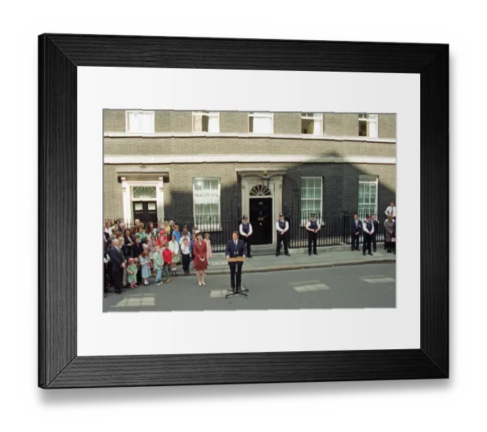 Framed Print : New Prime Minister Tony Blair with his wife Cherie outside 10 Downing Street after Framed Print : New Prime Minister Tony Blair with his wife Cherie outside 10 Downing Street after