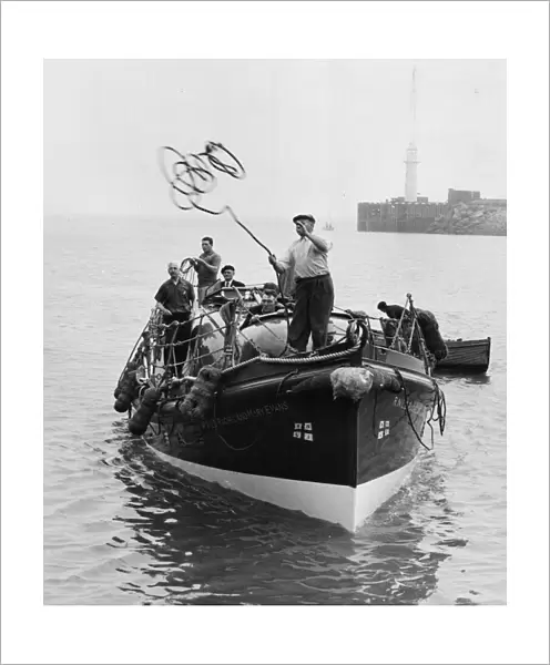 The Barry lifeboat RNLB Rachel and Mary Evans at Barry docks. Circa 1961