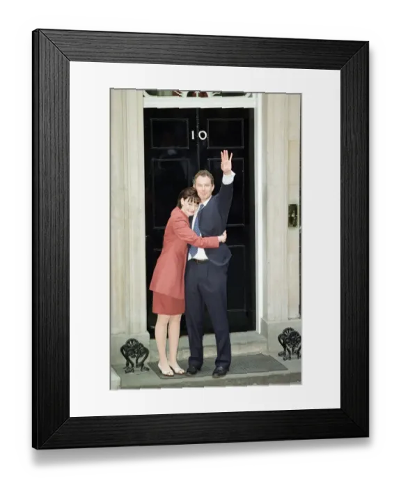Framed Print : New Prime Minister Tony Blair with his wife Cherie outside 10 Downing Street after Framed Print : New Prime Minister Tony Blair with his wife Cherie outside 10 Downing Street after
