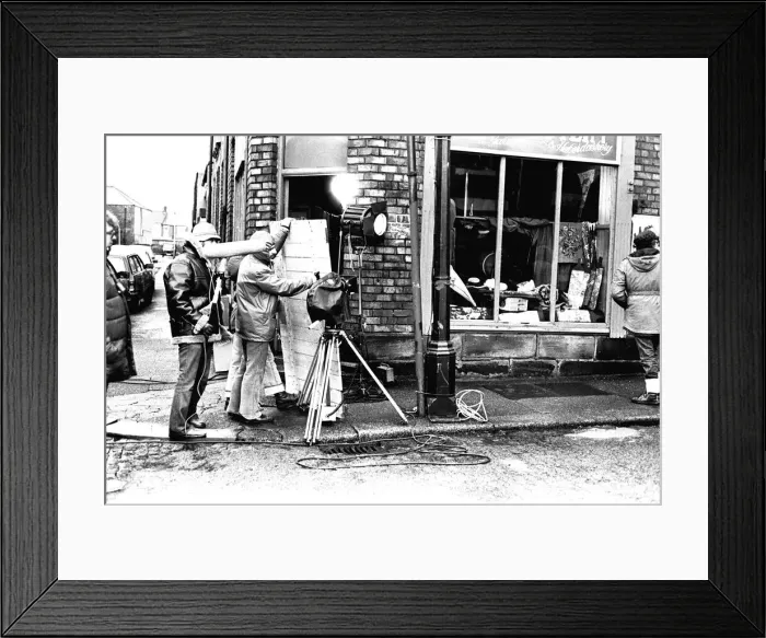 Framed Print : Filming of the television programme When the Boat Comes In on location in North Shields