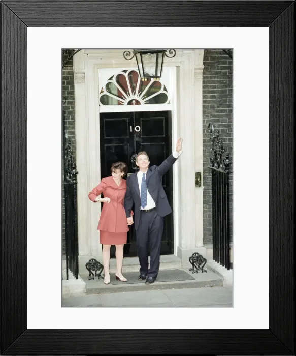 Framed Print : New Prime Minister Tony Blair with his wife Cherie and their children outside 10 Downing Framed Print : New Prime Minister Tony Blair with his wife Cherie and their children outside 10 Downing