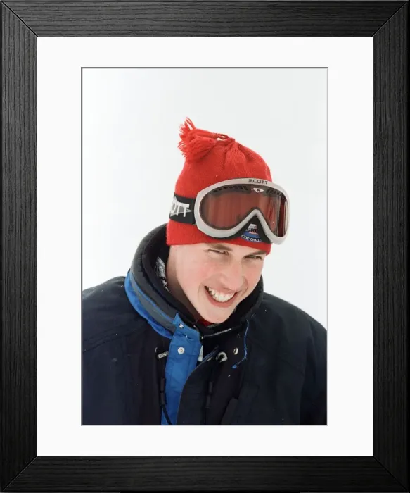 Framed Print : Princes William pictured during a skiing holiday with his father Prince Charles