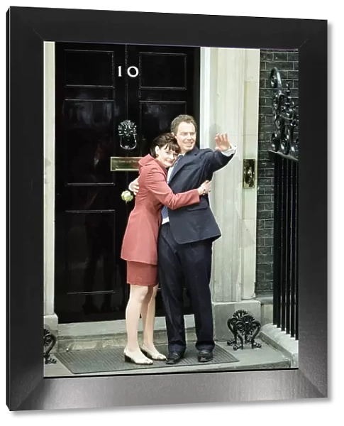 New Prime Minister Tony Blair with his wife Cherie outside 10 Downing Street after