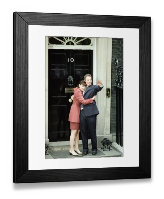 Framed Print : New Prime Minister Tony Blair with his wife Cherie outside 10 Downing Street after Framed Print : New Prime Minister Tony Blair with his wife Cherie outside 10 Downing Street after