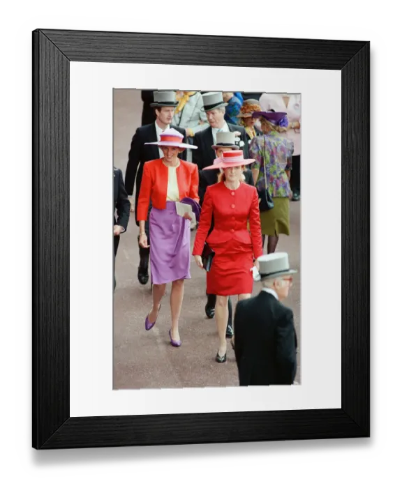 Framed Print : Princess Diana and Sarah Ferguson, the Duchess of York attend the first day of the Ascot