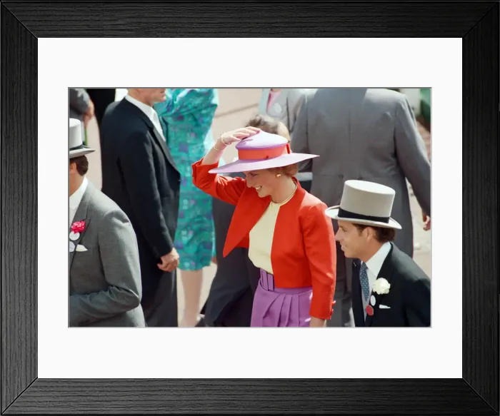 Framed Print : Princess Diana and Viscount Linley attend the first day of the Ascot races Framed Print : Princess Diana and Viscount Linley attend the first day of the Ascot races