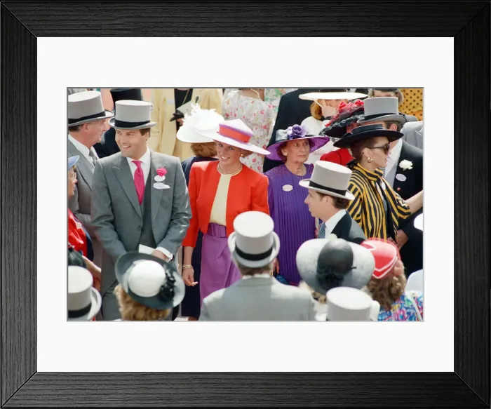 Framed Print : Princess Diana and her friend Harry Herbert in the royal enclosure at the first day of Framed Print : Princess Diana and her friend Harry Herbert in the royal enclosure at the first day of