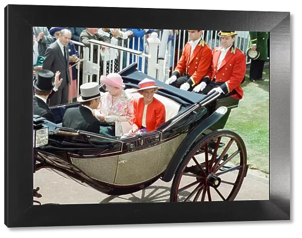 The Queen Mother and Princess Diana attend the first day of the Ascot races