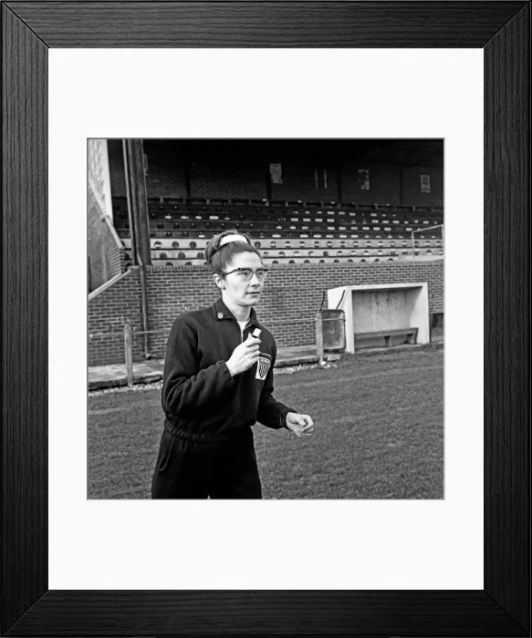Framed Print : Mrs Pat Dunn of Weymouth, training on Weymouths F. C Framed Print : Mrs Pat Dunn of Weymouth, training on Weymouths F. C