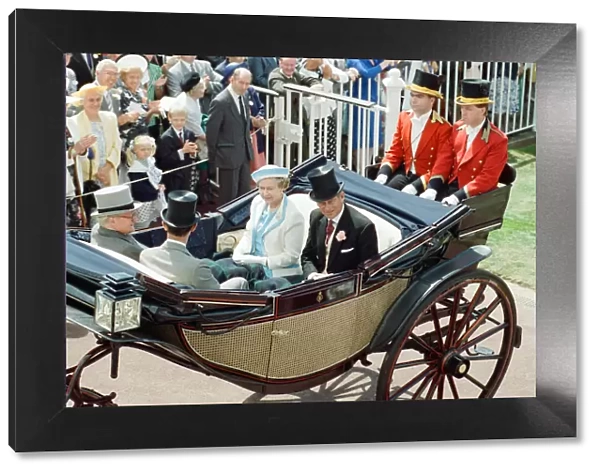 Queen Elizabeth II and Prince Philip attend the first day of the Ascot races