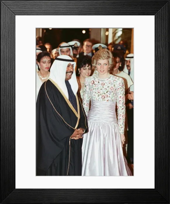 Framed Print : Princess Diana attends a dinner at Al Shaab Palace given by the Crown Prince