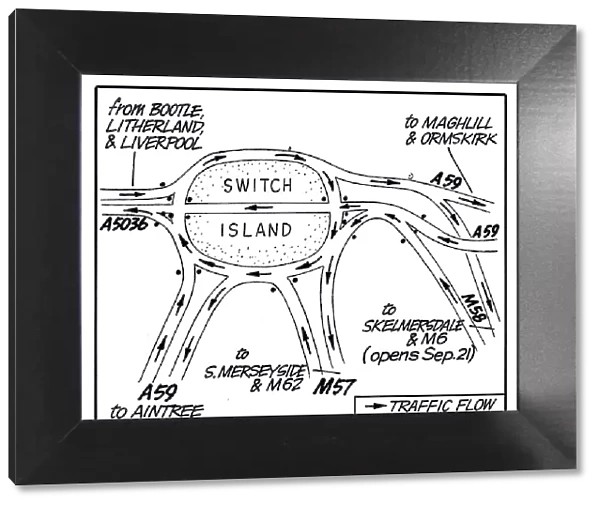 Traffic flow at Switch Island Junction illustrated in the Liverpool Echo drawing Circa