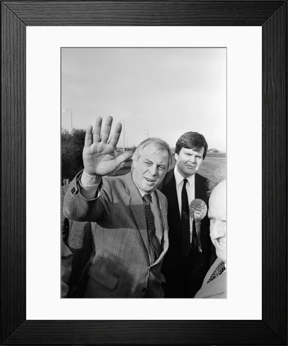 Framed Print : Chris Patten, Environment Minister visits Switch Island, site of new proposed blue route Framed Print : Chris Patten, Environment Minister visits Switch Island, site of new proposed blue route