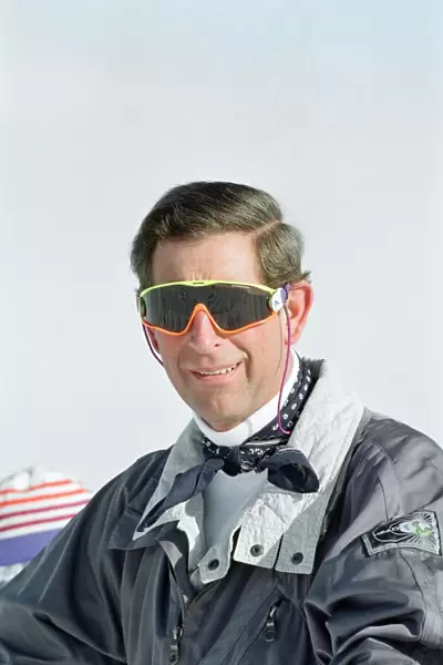 Prince Charles pictured during a skiing holiday in Klosters with his sons, Switzerland