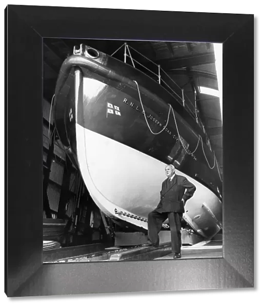 Dr. Joseph Soar with the St. Davids lifeboat which was named after him