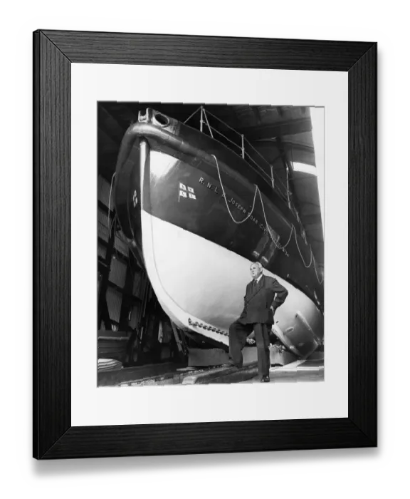 Framed Print : Dr. Joseph Soar with the St. Davids lifeboat which was named after him