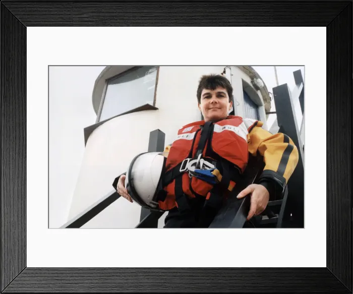 Framed Print : 36 year old Aileen Jones, the only female helm in the RNLI in Wales Framed Print : 36 year old Aileen Jones, the only female helm in the RNLI in Wales