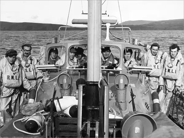 Crewmen of the Fishguard and Goodwick Lifeboat: left to right: Ken Bean, Ieuan Bateman
