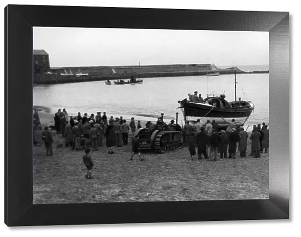 The arrival of the new motor lifeboat at New Quay, Cardiganshire