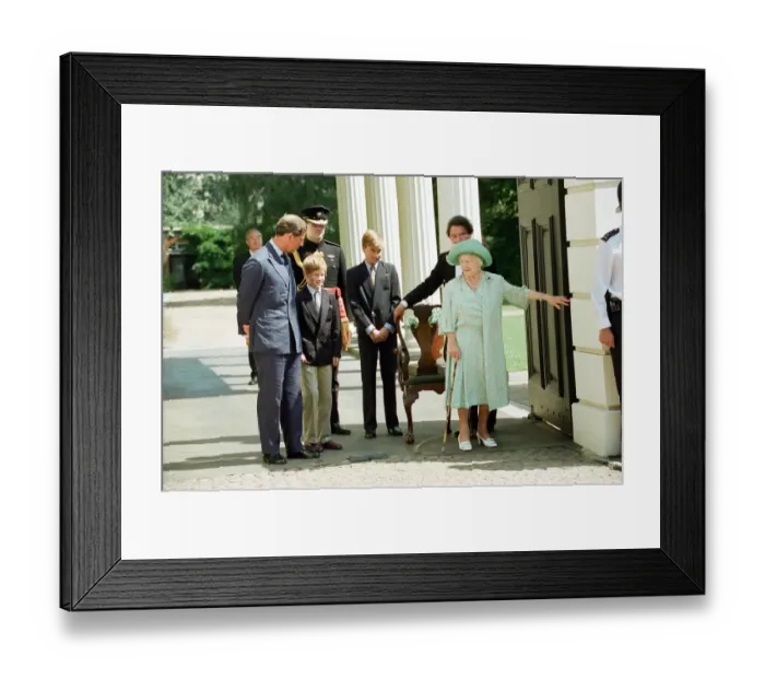 Framed Print : Queen Elizabeth The Queen Mother celebrates her 95th birthday at Clarence House alongside Framed Print : Queen Elizabeth The Queen Mother celebrates her 95th birthday at Clarence House alongside