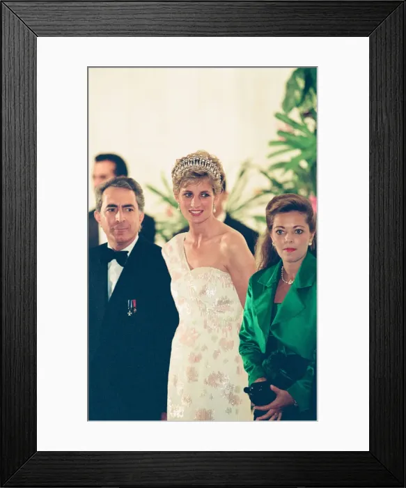 Framed Print : Diana Princess of Wales attends a State banquet at the Itamaraty Palace during her Framed Print : Diana Princess of Wales attends a State banquet at the Itamaraty Palace during her
