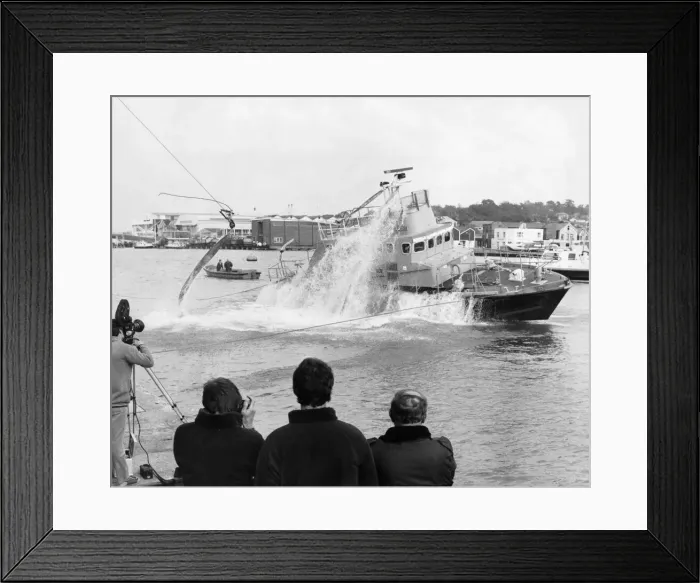 Framed Print : The new Penlee lifeboat Mabel Alice was capsized yesterday in front of some of it Framed Print : The new Penlee lifeboat Mabel Alice was capsized yesterday in front of some of it