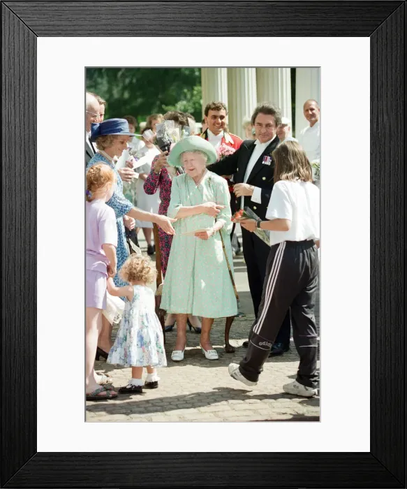 Framed Print : Queen Elizabeth The Queen Mother celebrates her 95th birthday at Clarence House Framed Print : Queen Elizabeth The Queen Mother celebrates her 95th birthday at Clarence House