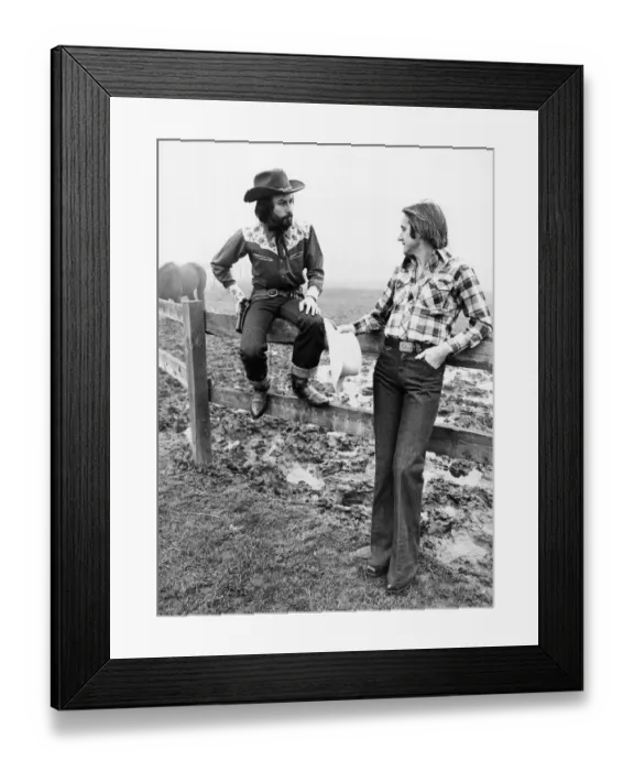 Framed Print : Cowboy Fashion, Cambridge, February 1977, with male models Jon and Julian Framed Print : Cowboy Fashion, Cambridge, February 1977, with male models Jon and Julian