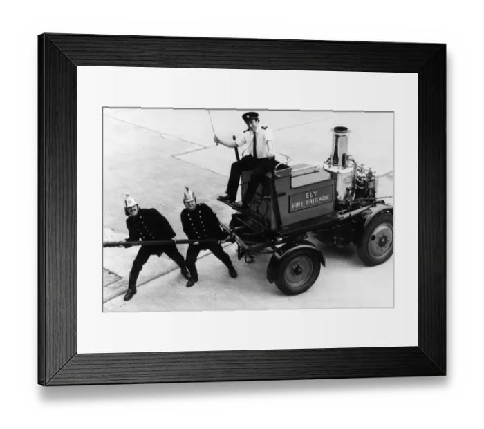 Framed Print : Ely Fire Brigade proudly show off their old engine, 21st May 1981 Framed Print : Ely Fire Brigade proudly show off their old engine, 21st May 1981