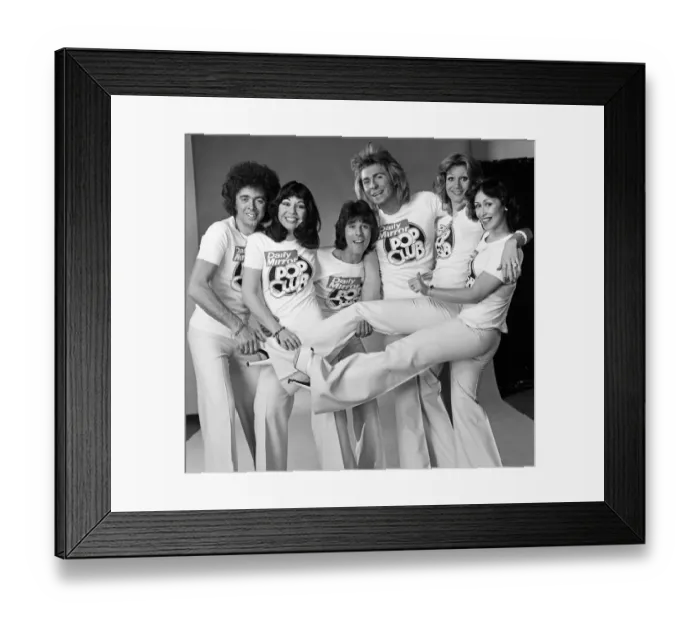 Framed Print : Guys N Dolls pop group wearing Daily Mirror Pop Club T-shirts 29th January 1976