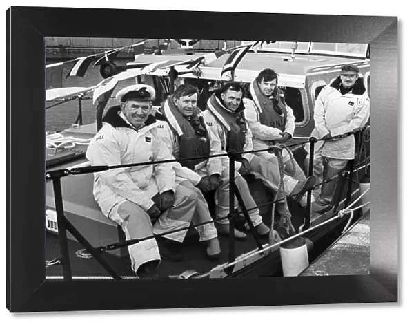 John McDermott, coxswain of the Hoylake lifeboat with crew members Richard Martindale