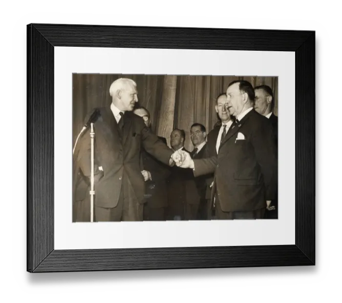 Framed Print : celtic chairman bob kelly shakes the hand of jimmy mcgrory 1965 ROBERT KELLY CELTIC