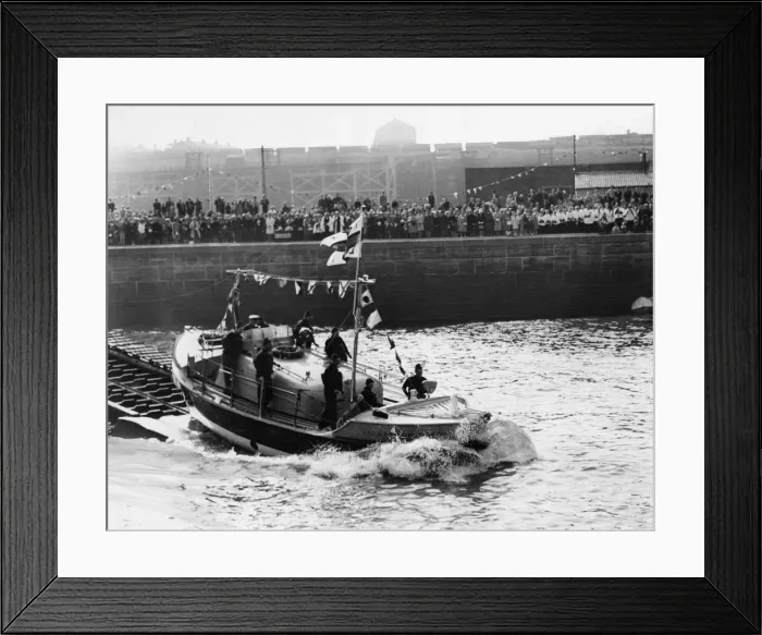 Framed Print : A new lifeboat, the Will and Fanny Kirby, launched at Seaham Harbour to replace Framed Print : A new lifeboat, the Will and Fanny Kirby, launched at Seaham Harbour to replace