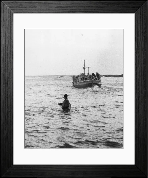 Framed Print : The Cullercoat lifeboat is launched. The Sir James Knott Framed Print : The Cullercoat lifeboat is launched. The Sir James Knott