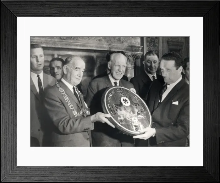 Framed Print : lord provos John johnston presents the plaque to the celtic staff 1967 ROBERT KELLY