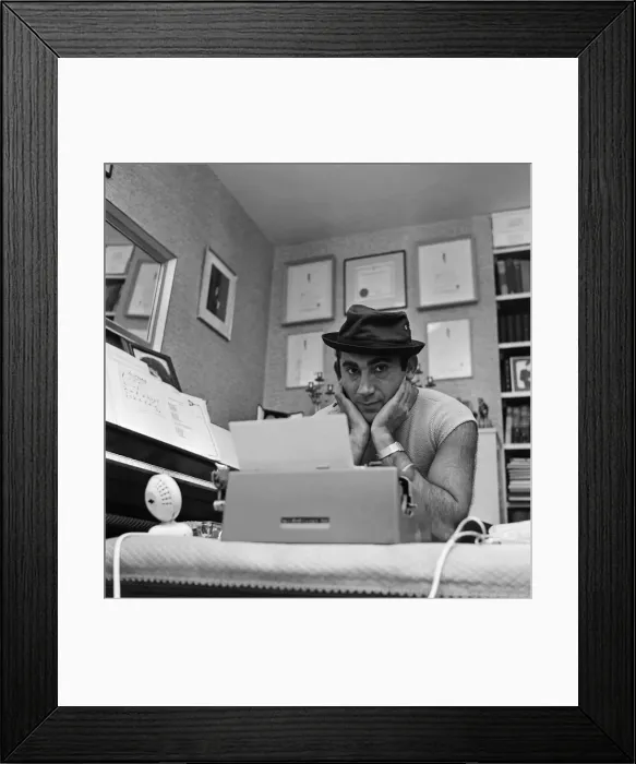 Framed Print : Songwriter and composer Lionel Bart in his flat in South Kensington