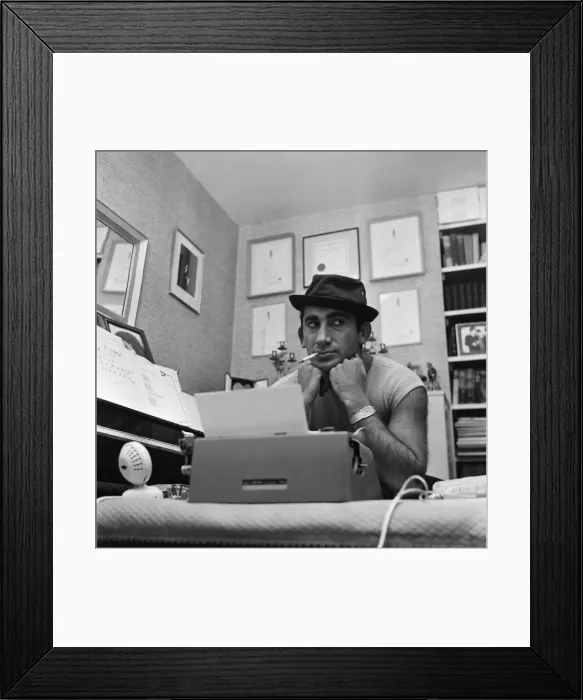 Framed Print : Songwriter and composer Lionel Bart in his flat in South Kensington Framed Print : Songwriter and composer Lionel Bart in his flat in South Kensington