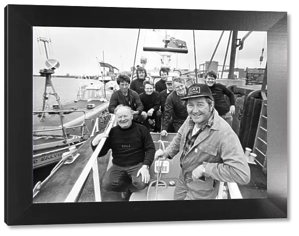 Coxswain John Connell with the crew of the new Amble lifeboat Margaret Graham
