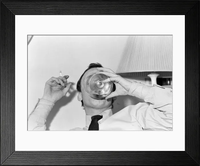 Framed Print : Actor John Thaw relaxing at home in London with a brandy. 30th March 1966 Framed Print : Actor John Thaw relaxing at home in London with a brandy. 30th March 1966