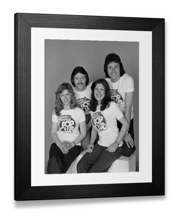 Framed Print : Pop group Brotherhood of Man model Daily Mirror Pop Club T-Shirts. 23rd April 1976 Framed Print : Pop group Brotherhood of Man model Daily Mirror Pop Club T-Shirts. 23rd April 1976