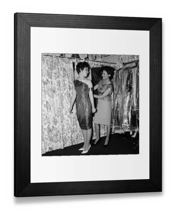 Framed Print : 14 year old singer Helen Shapiro, trying on clothes at Mary Fair'dress shop