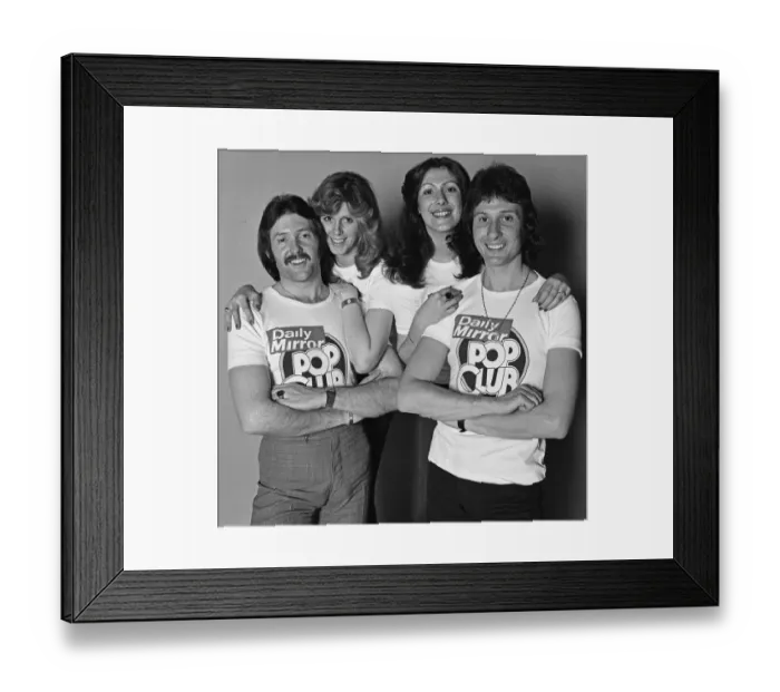 Framed Print : Pop group Brotherhood of Man model Daily Mirror Pop Club T-Shirts. 23rd April 1976 Framed Print : Pop group Brotherhood of Man model Daily Mirror Pop Club T-Shirts. 23rd April 1976