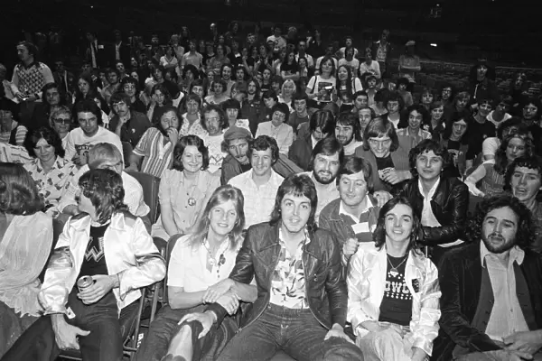 Paul and Linda McCartney and other members of the band Wings seen here at Madison Square