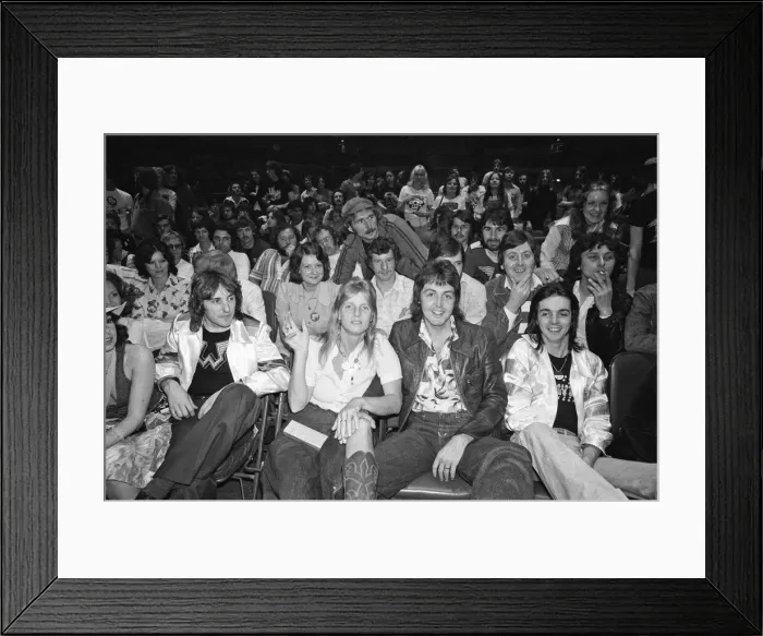 Framed Print : Paul and Linda McCartney and other members of the band Wings seen here at Madison Square Framed Print : Paul and Linda McCartney and other members of the band Wings seen here at Madison Square