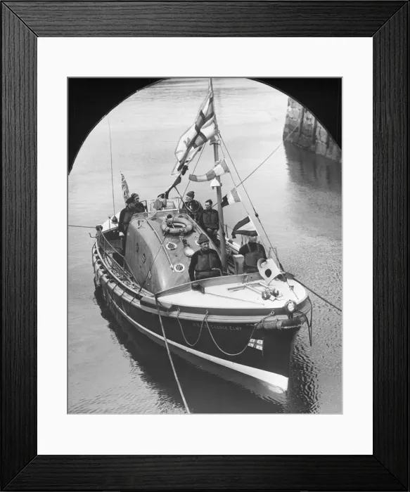 Framed Print : The George Elmy lifeboat launches on a trial run. 1st June 1950 The boat Framed Print : The George Elmy lifeboat launches on a trial run. 1st June 1950 The boat