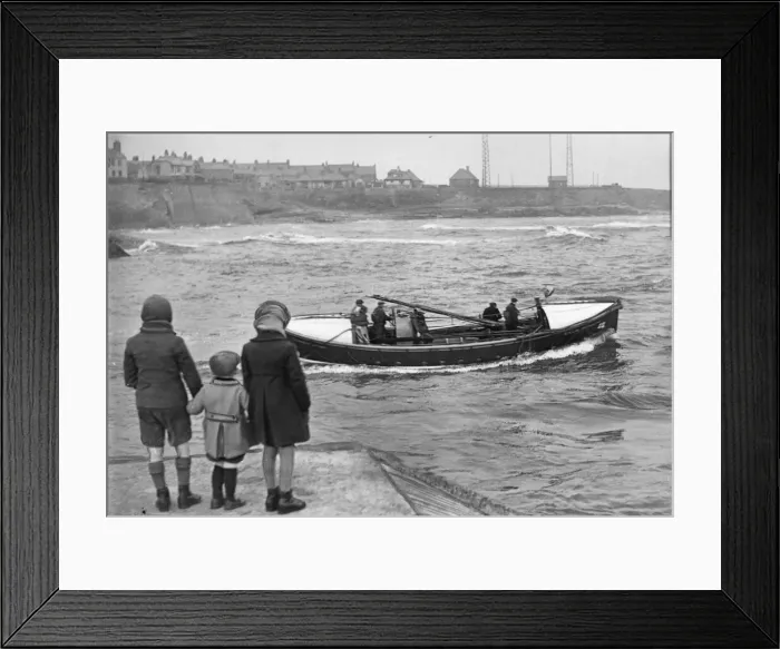 Framed Print : Cullercoats lifeboat Westmorland launched for a practice run