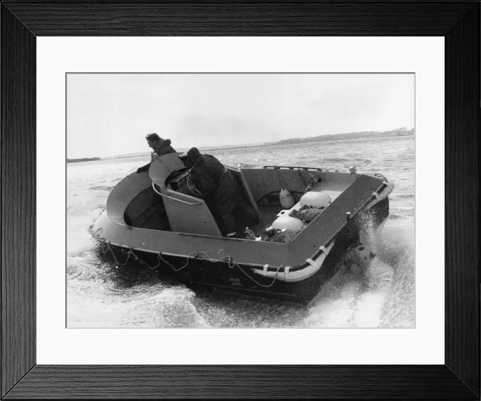 Framed Print : The prototype of an experimental rescue craft with which the RNLI will be carrying out Framed Print : The prototype of an experimental rescue craft with which the RNLI will be carrying out